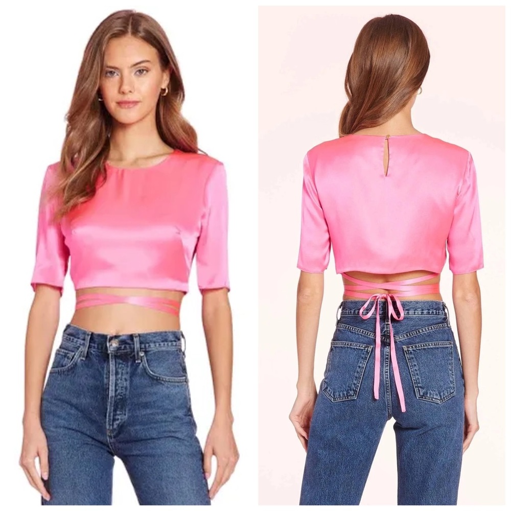 Amanda Uprichard Andra Pink Ribbon Top Size Small